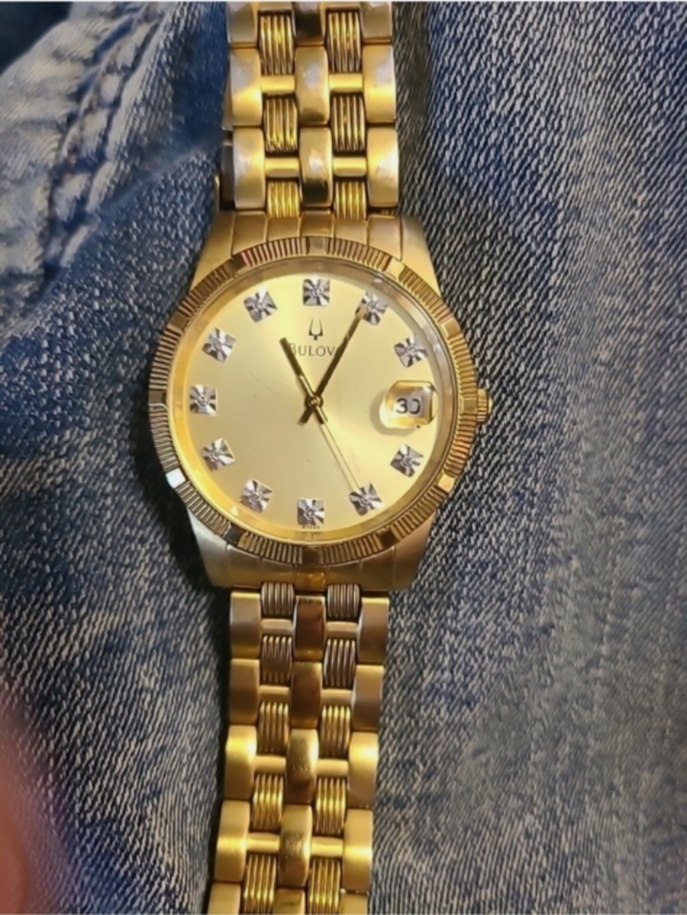 Bulova Gold Tone Diamond Watch C960495